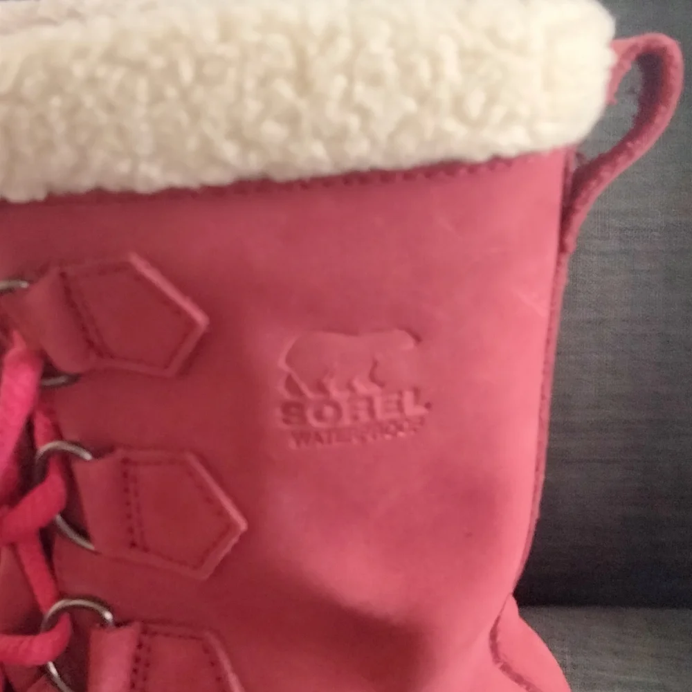 Sorel Pink / Red and Black Winter Boots Water Proof Size 6
